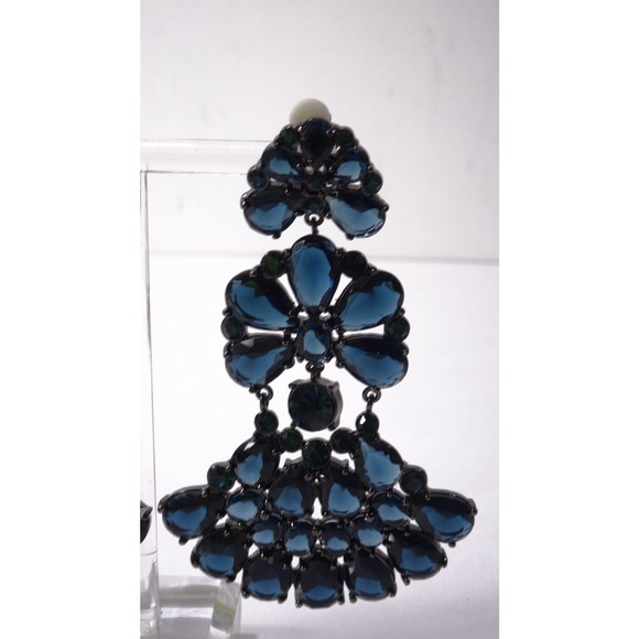 Neiman Marcus Lee Angel Midnight Crystal hemitate Statement Earrings NWT 119 - Picture 7 of 8